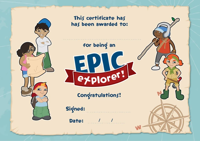 Epic Explorers Certificates (Pack of 10)