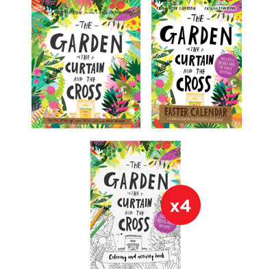 The Garden, the Curtain, and the Cross Story Plus Easter Calendar and 4 Coloring Books Bundle