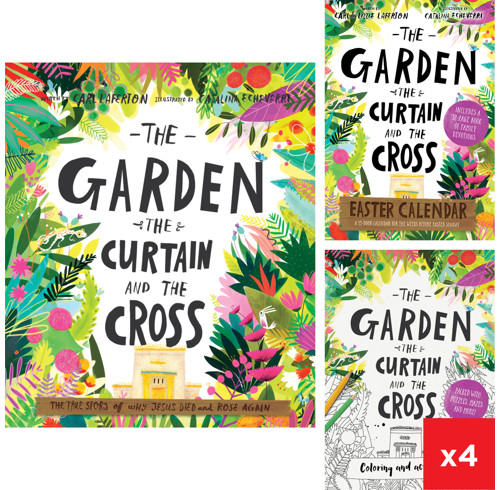 The Garden, the Curtain, and the Cross Story Plus Easter Calendar and 4 Coloring Books Bundle