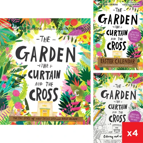 The Garden, the Curtain, and the Cross Story Plus Easter Calendar and 4 Coloring Books Bundle